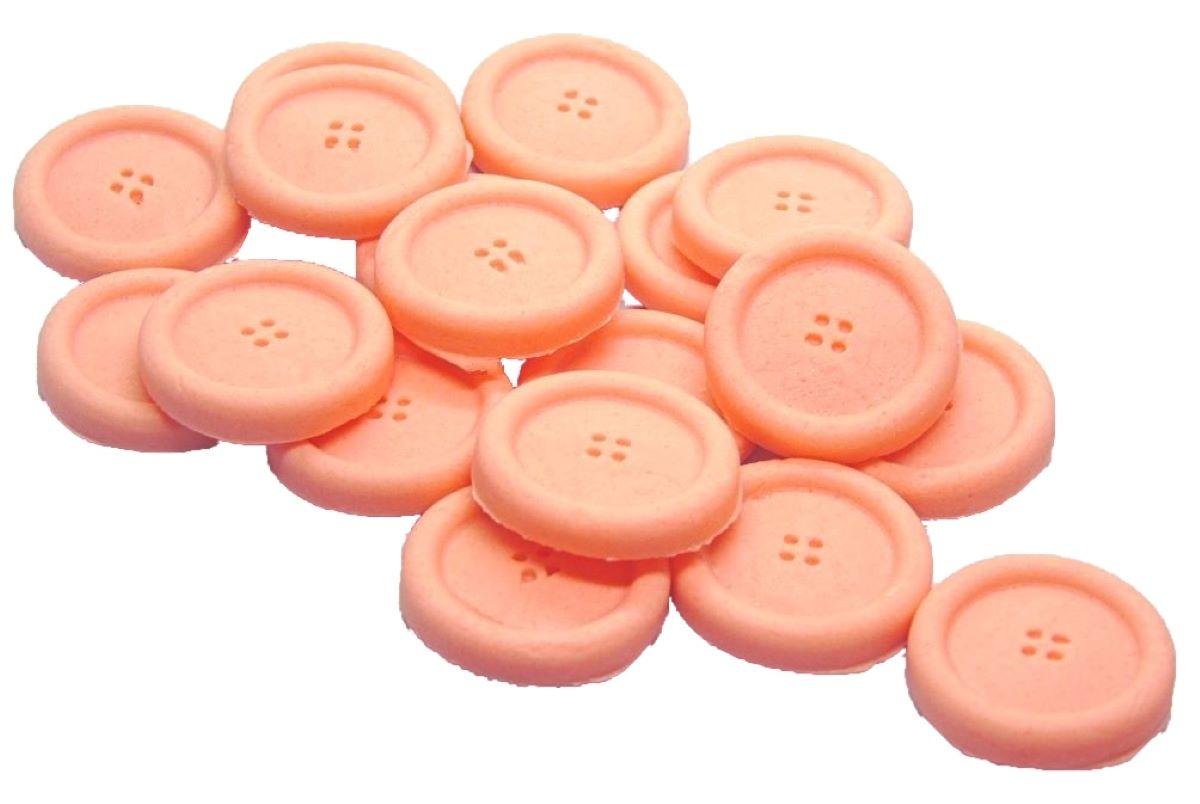 Pack 18 Peach Round Vegan Buttons Cupcake Toppers Cake Decorations