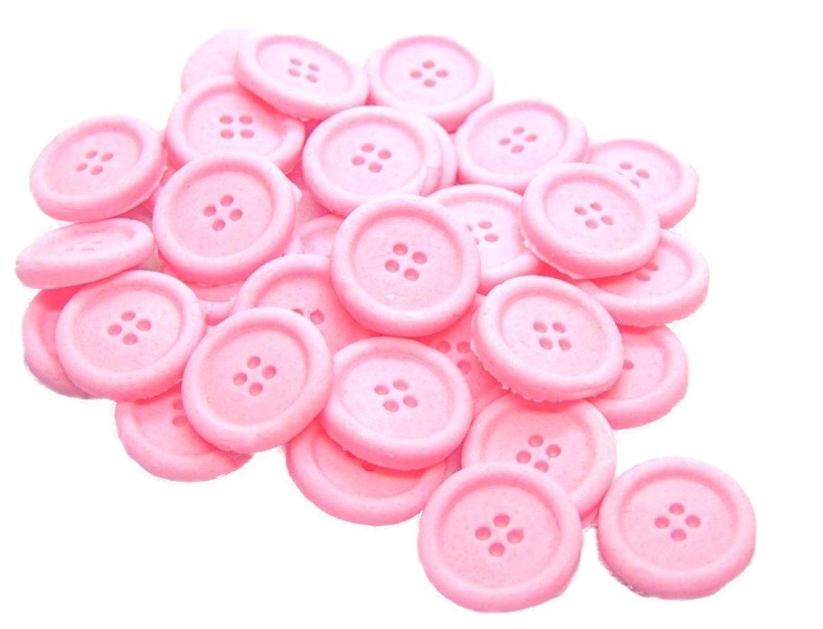 Pack 30 Pink Buttons Vegan Cupcake Toppers Cake Decorations