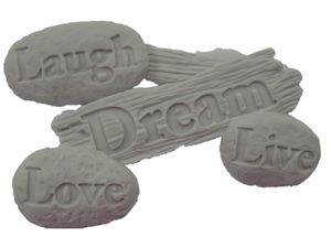 Pebbles signs, Love, Live, Laugh, Dream,  Edible Decorations