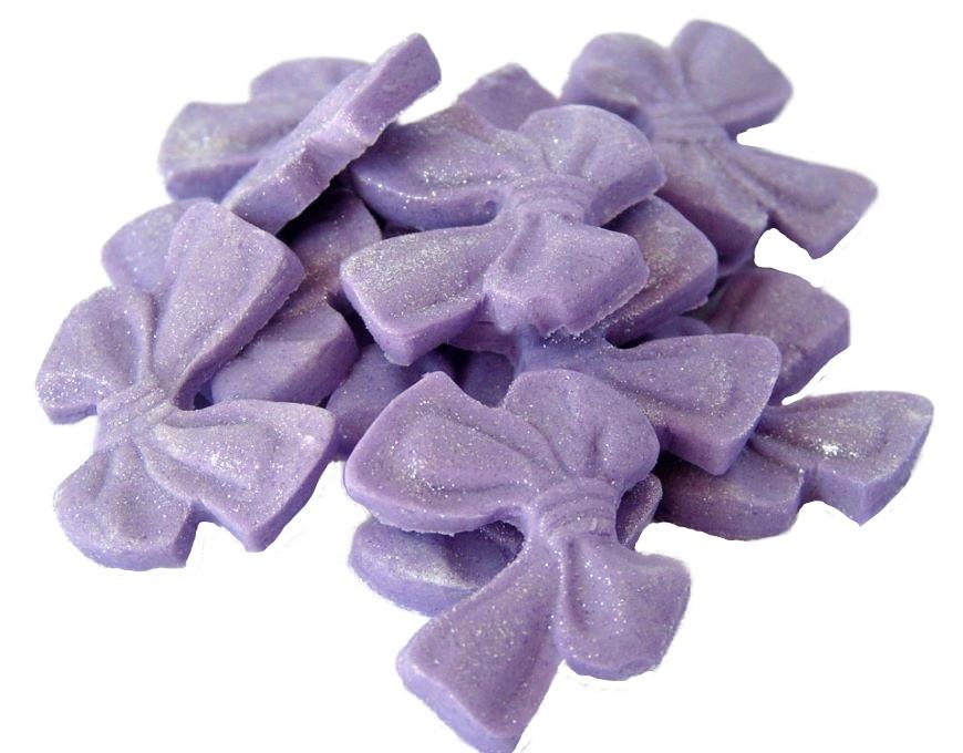12 Edible Purple Vegan Glittered Bows - Vegan, Dairy & Gluten Free cupcake toppers