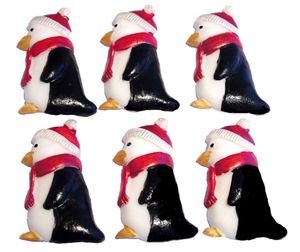 Set 6 Large Penguins Christmas Vegan Cupcake Cake Decorations