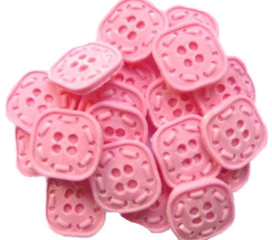 Pink Vegan Cupcake & Cake Toppers 18 Square Shaped Buttons