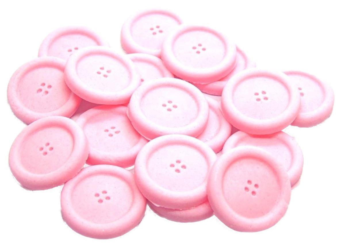 Pack 18 Pink Round Vegan Buttons Cupcake Toppers Cake Decorations