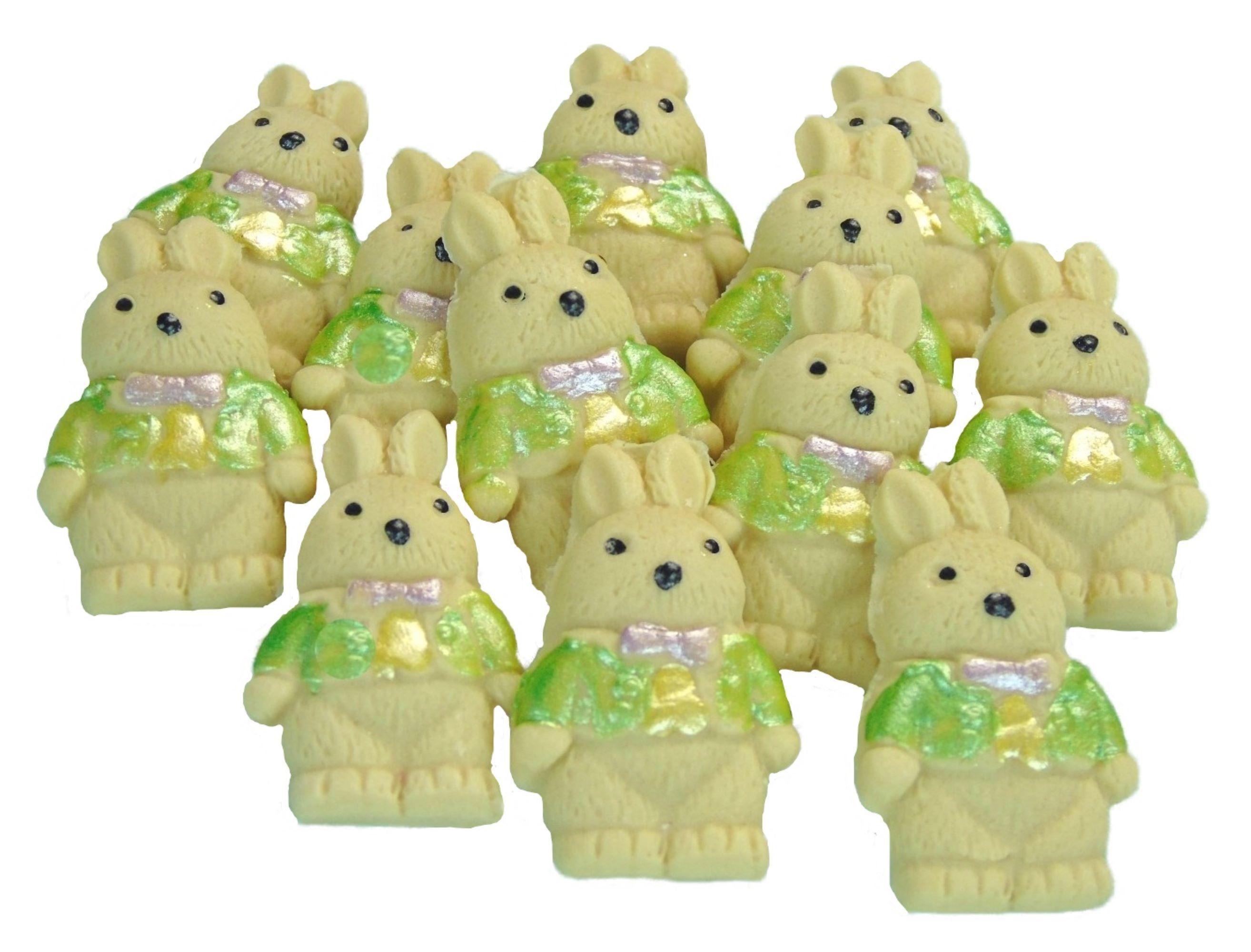 12  Cream Coloured Cute Edible little Dairy Free Vegan Rabbits Cupcake Toppers