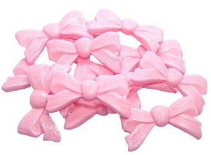 12 Edible Large Pink Vegan Glittered Bows Wedding Cupcake Cake Toppers