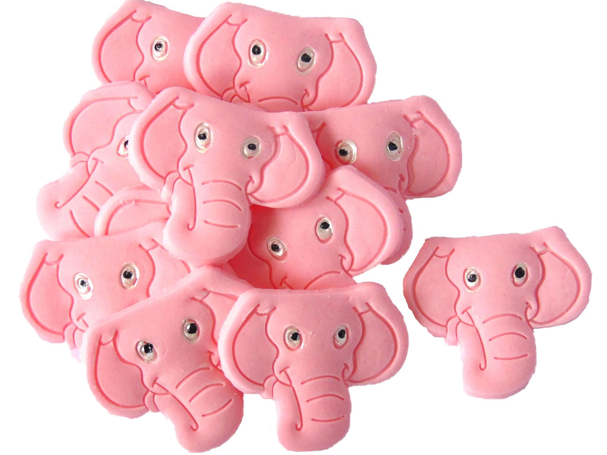 12 Pink Elephants Vegan Birthday Baby Shower Cupcake Toppers
