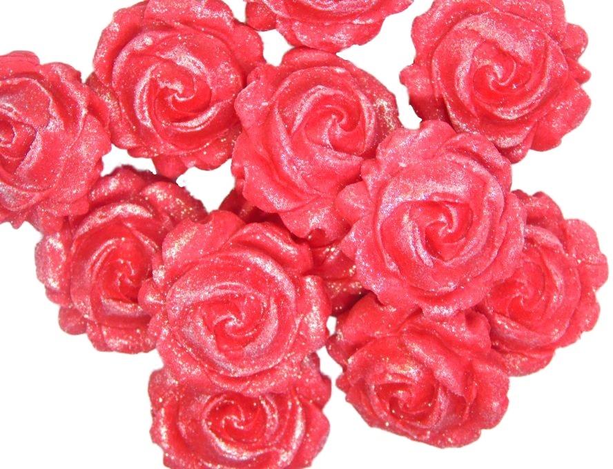 12 Glittered Red Roses Vegan Birthday Cupcake Toppers