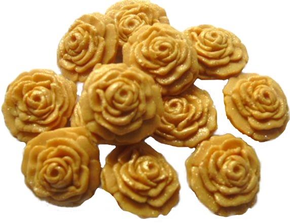 12 Vegan Small Glittered Gold Roses Wedding Birthday Cupcake Toppers