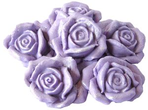 6 Edible Large Lavender Glittered Roses Vegan Cake Topper Decorations