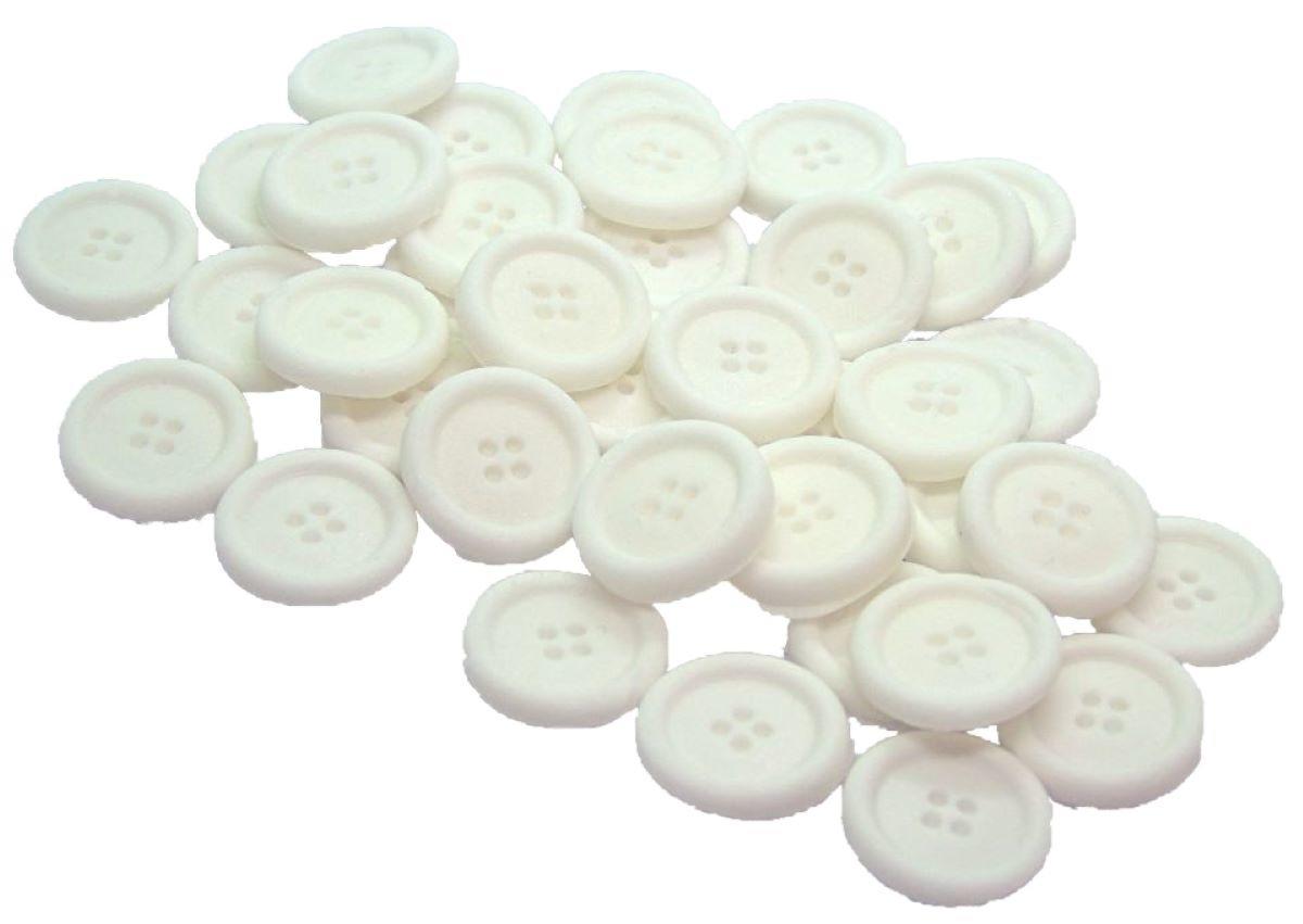 Pack 30 White Buttons Vegan Cupcake Toppers Cake Decorations