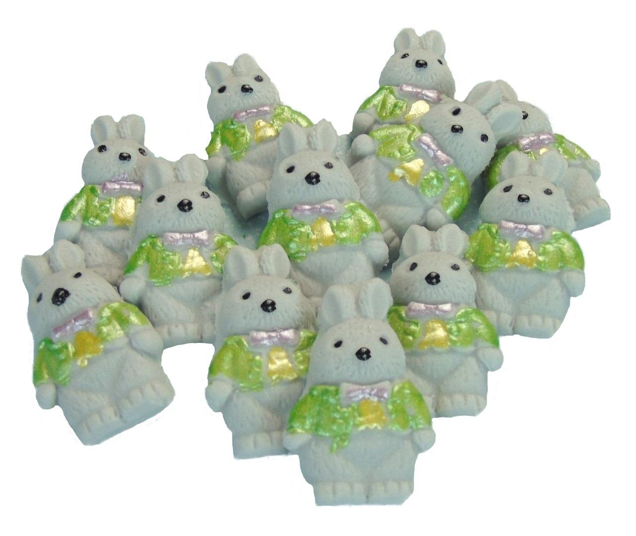12  Grey Coloured Cute Edible little Rabbits Dairy Free vegan Cupcake Toppers