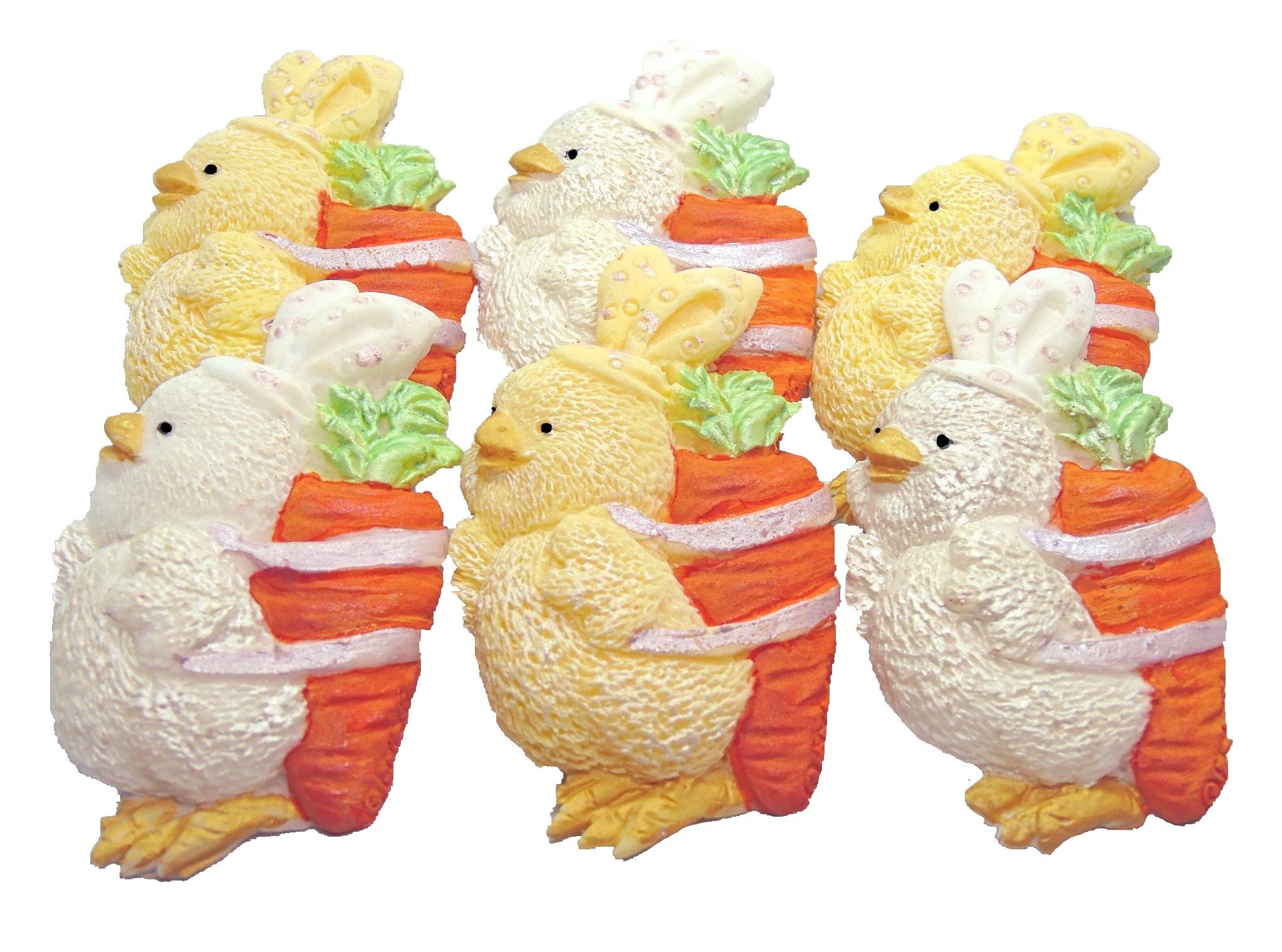 6 Baby Carrot mixed Chicks Vegan Handmade Cake Cupcake Toppers