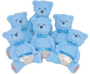 6 Blue Baby Teddies Vegan Baby Shower Birthday Cake Toppers