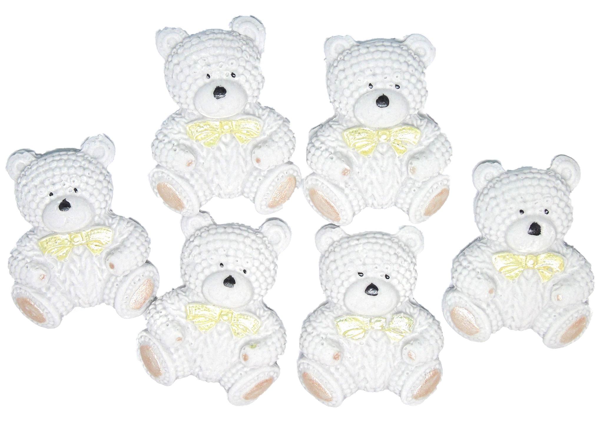 6 Grey Baby Teddys Baby Shower Vegan Cupcake Cake Toppers
