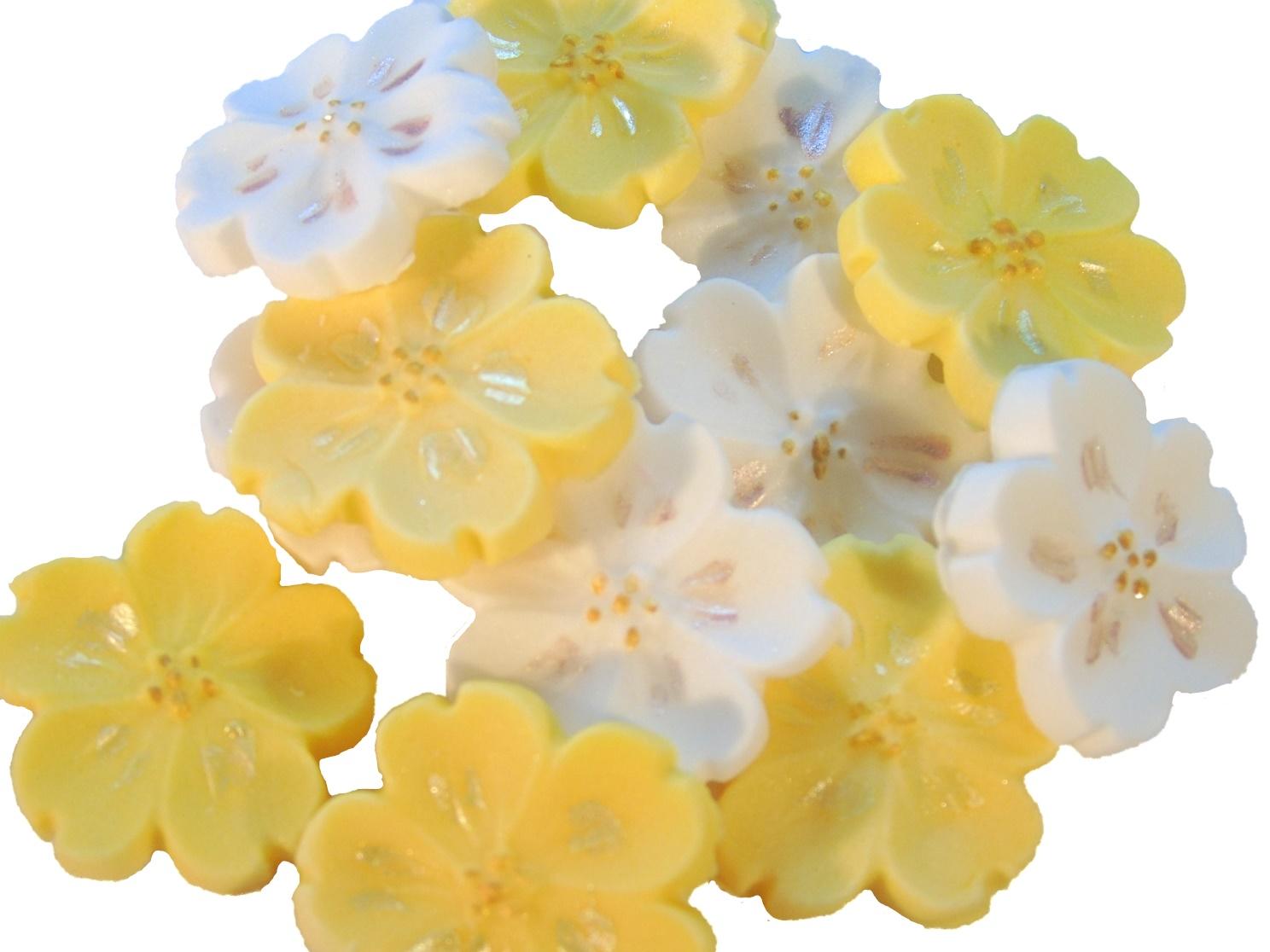 Yellow & White Blossom Mix Birthday Vegan Cupcake Cake Decorations