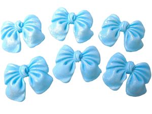 6 Blue Glittered edible large bows vegan dairy free & gluten free Bows