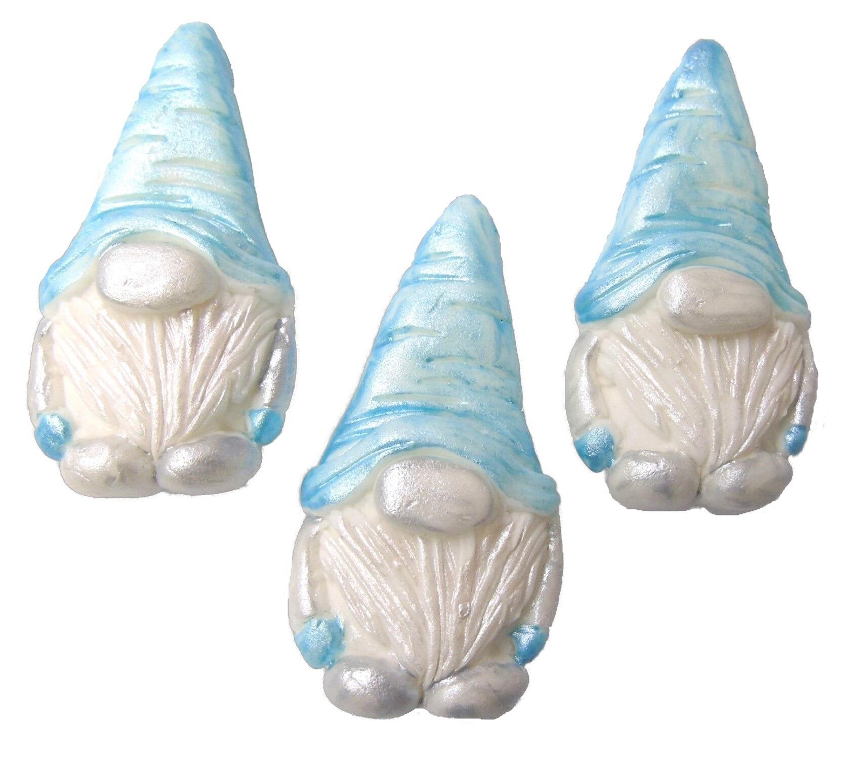 Set Gnome cupcake toppers with blue hats, all vegan dairy and gluten free