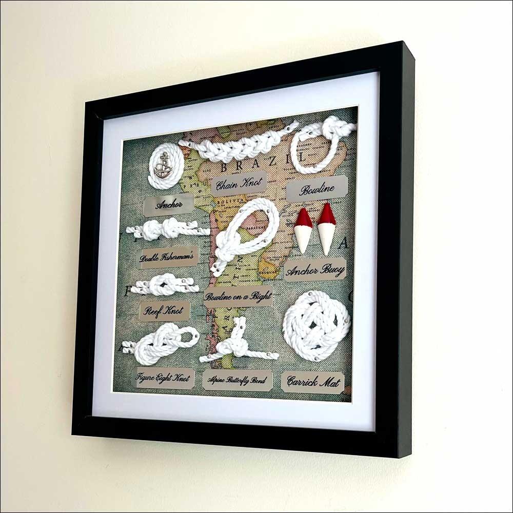 Maritime display knots with  Brazil map background