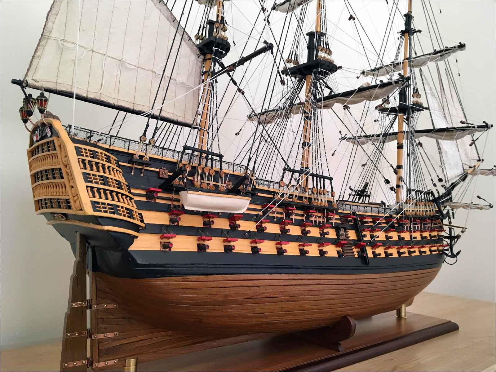 Large Scale HMS Victory Model Ship Sails Furled