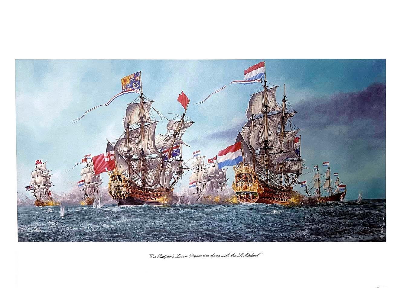Zeven Provincien Engaging the St Michael | Maritime Print