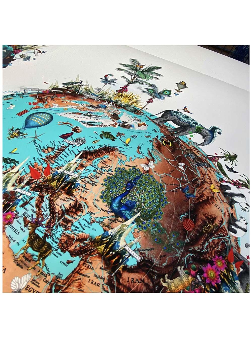 Stunning map of the world art print for decoration