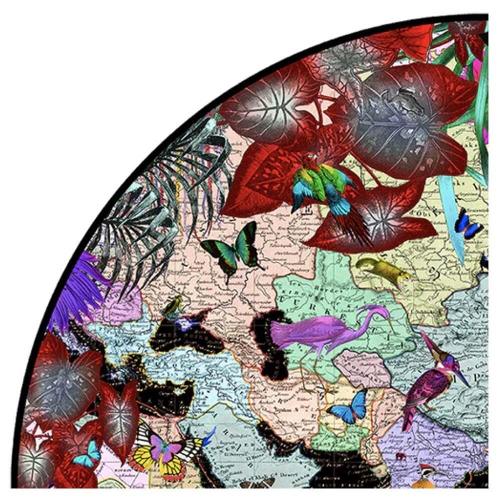 Round art print of the map of the world