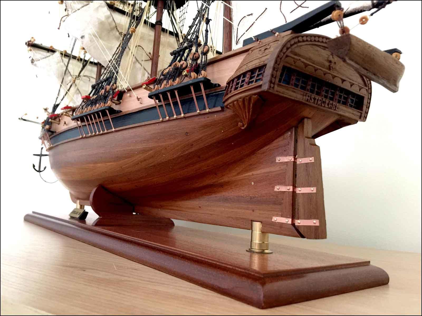 completed wooden model ship of Astrolabe