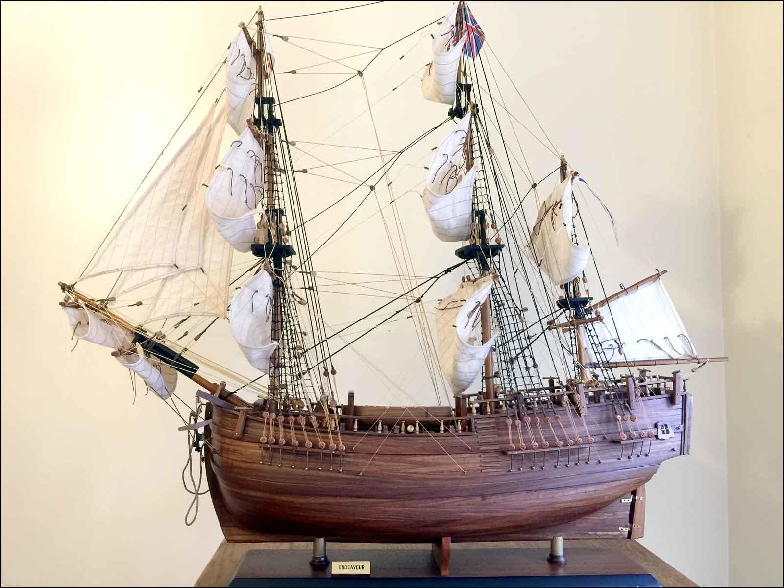 Cook's Endeavour large scale wooden ship model