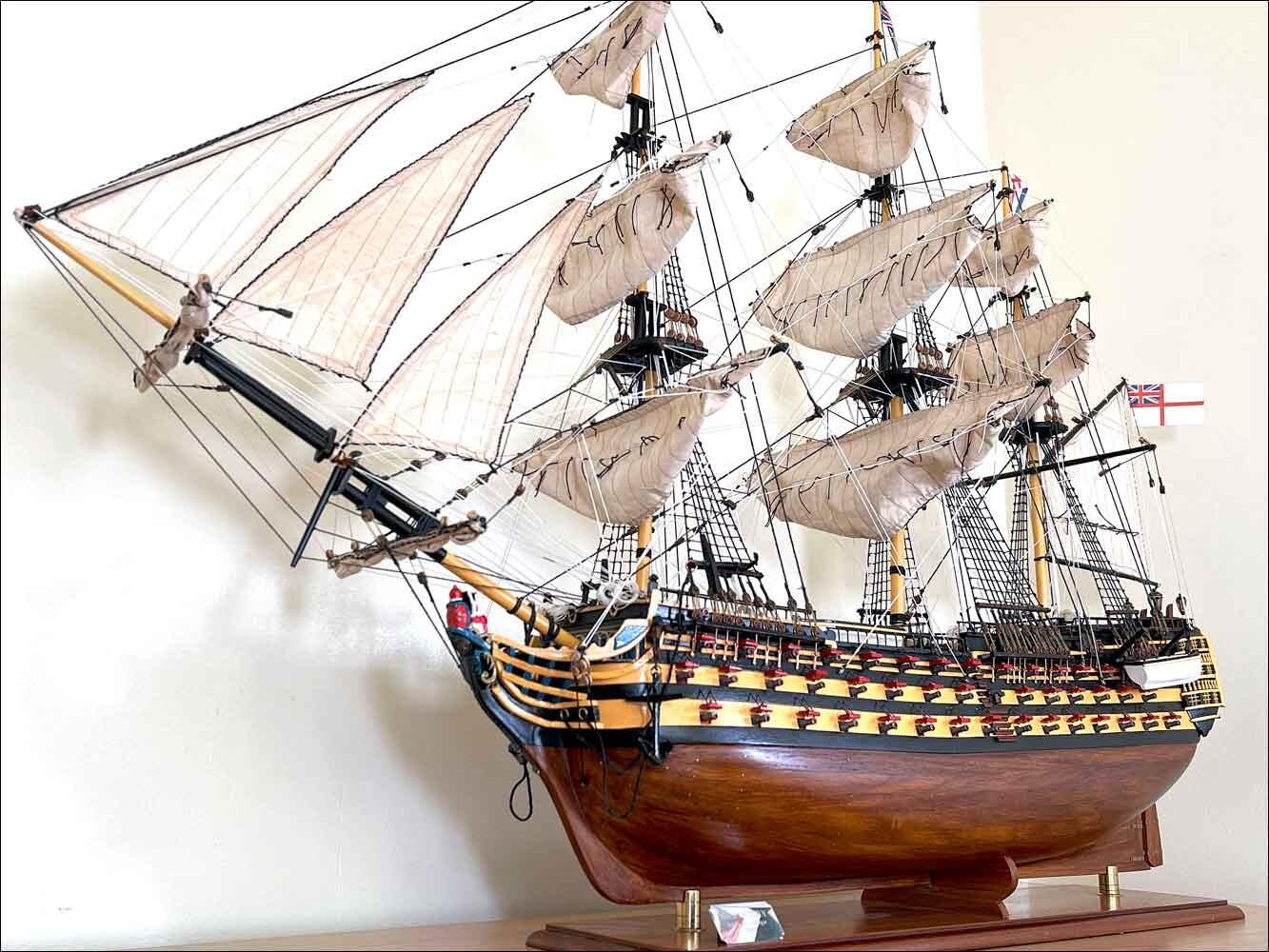 HMS Victory model with sails unfurled