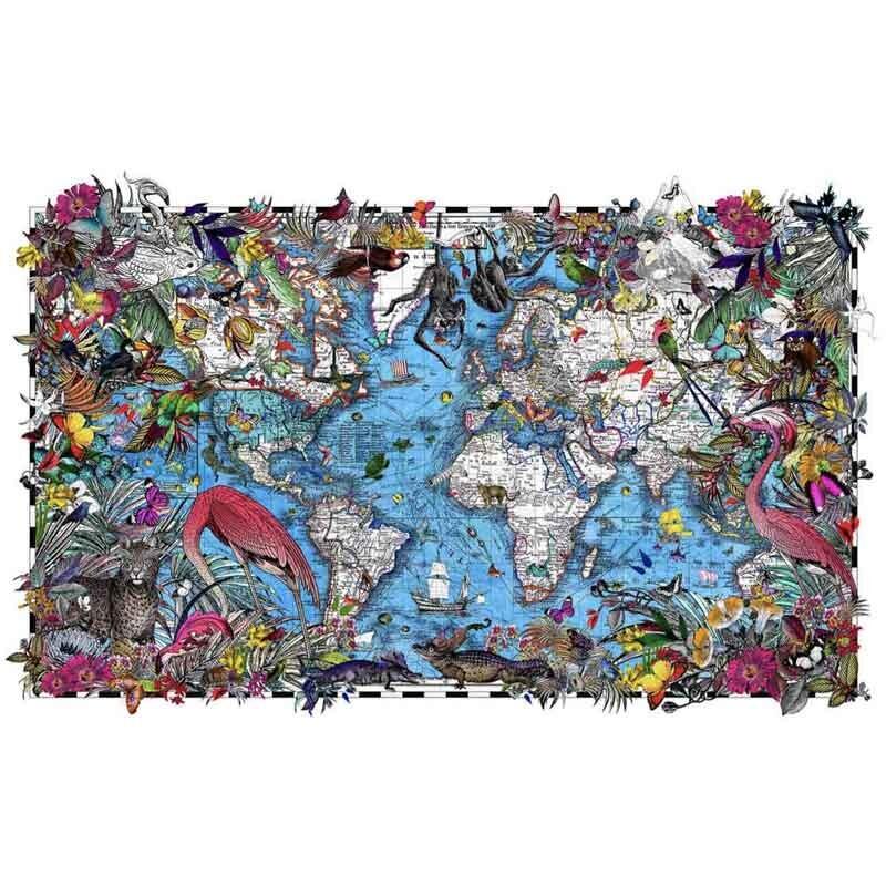 Map of the World art print showing its waterways and oceans