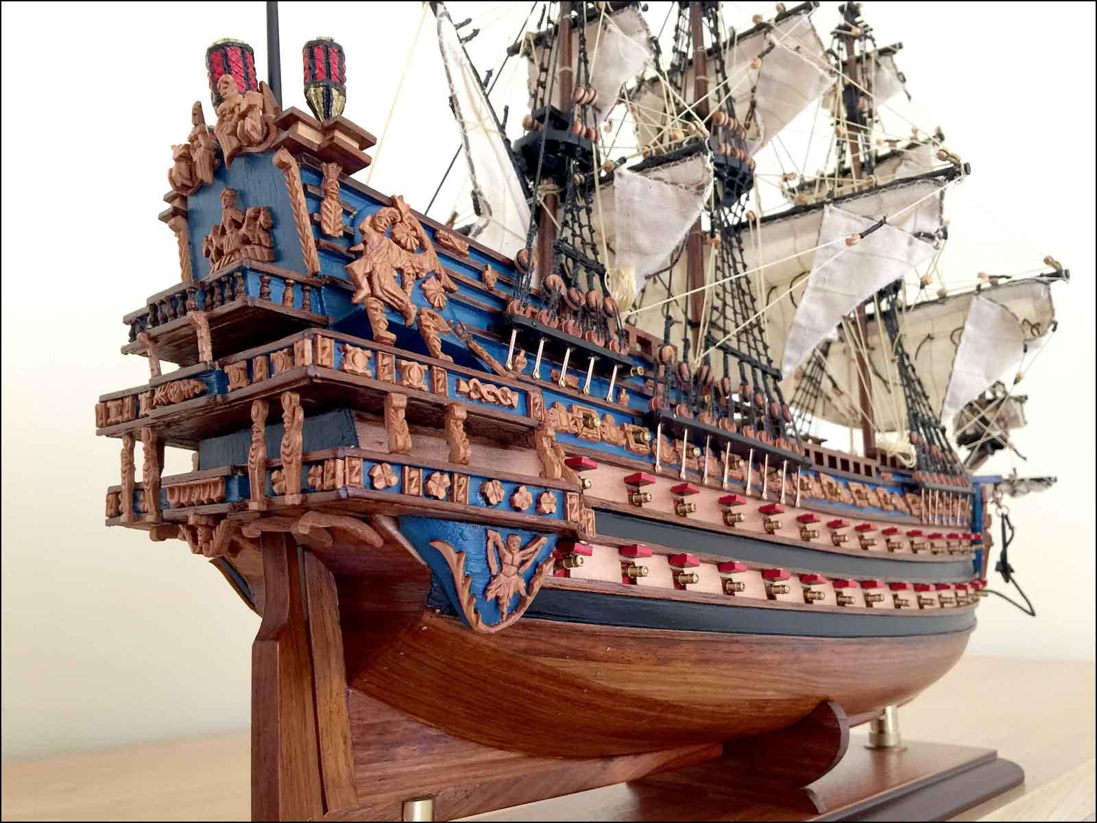 handcrafted wooden boat Soleil Royal model