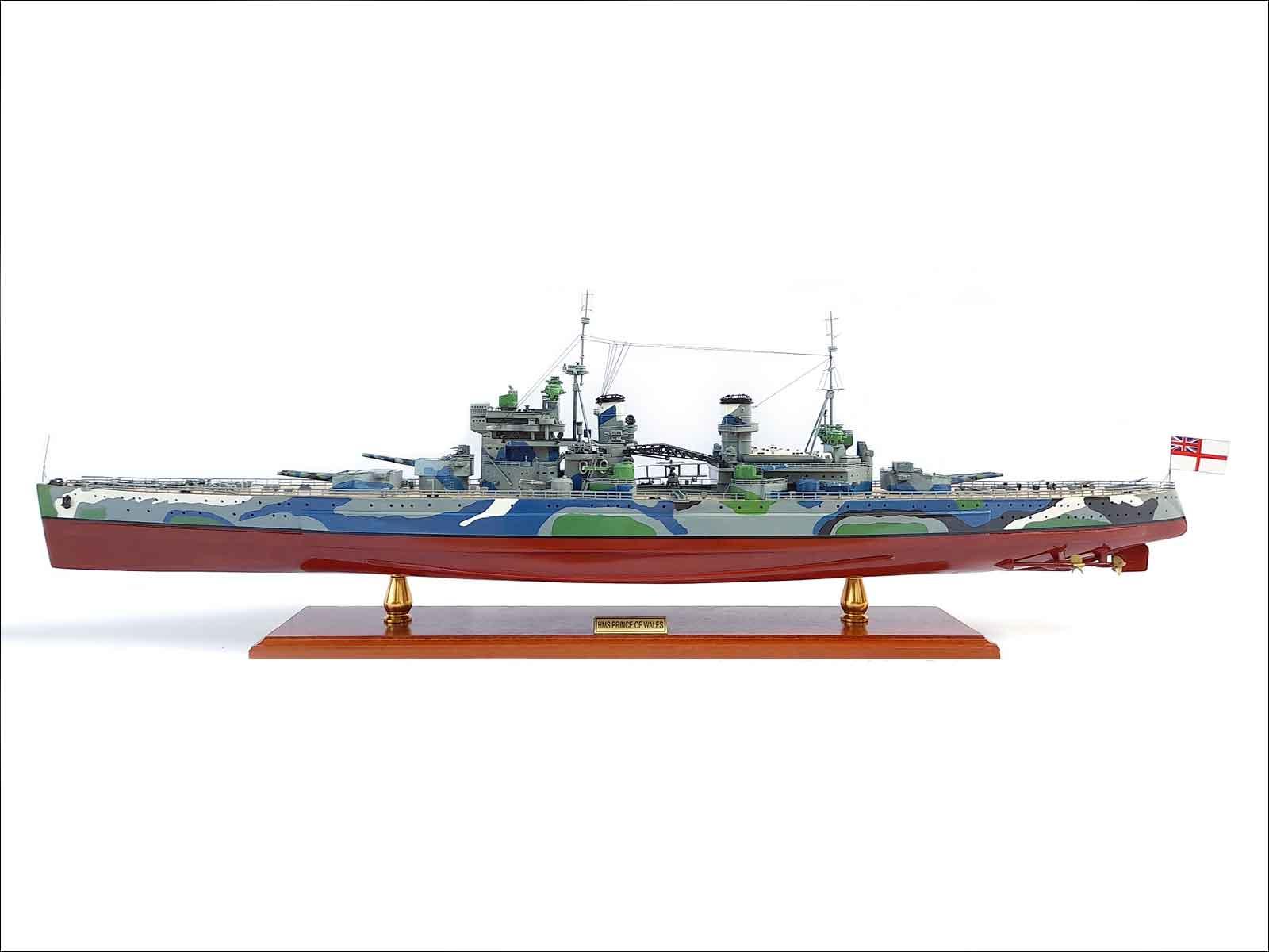 HMS Prince of Wales WW2 battleship model with camouflage