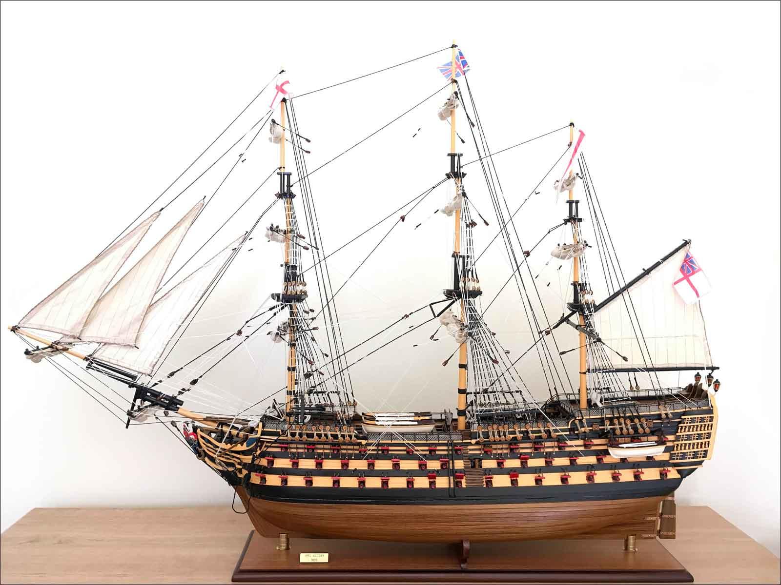HMS Victory large scale model ship with sails furled