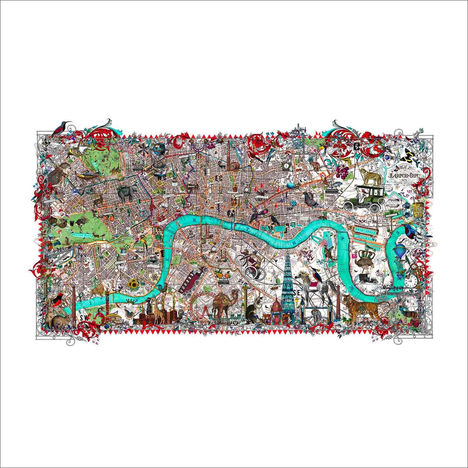 colourful London map art print
