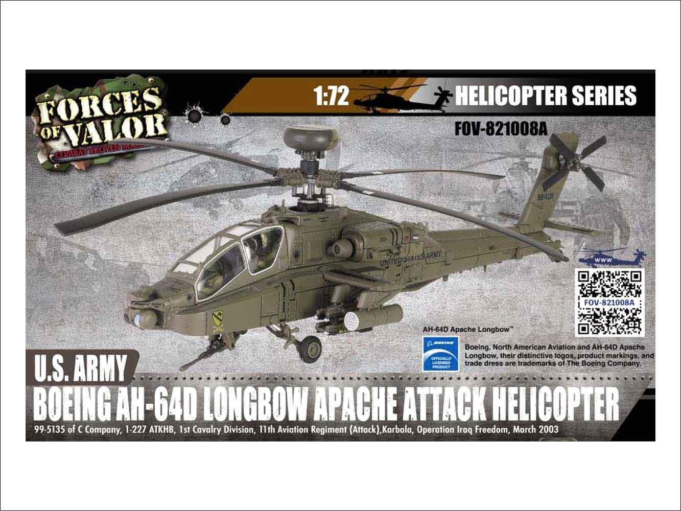 Boeing AH-64D Longbow Apache Helicopter Model 1:72
