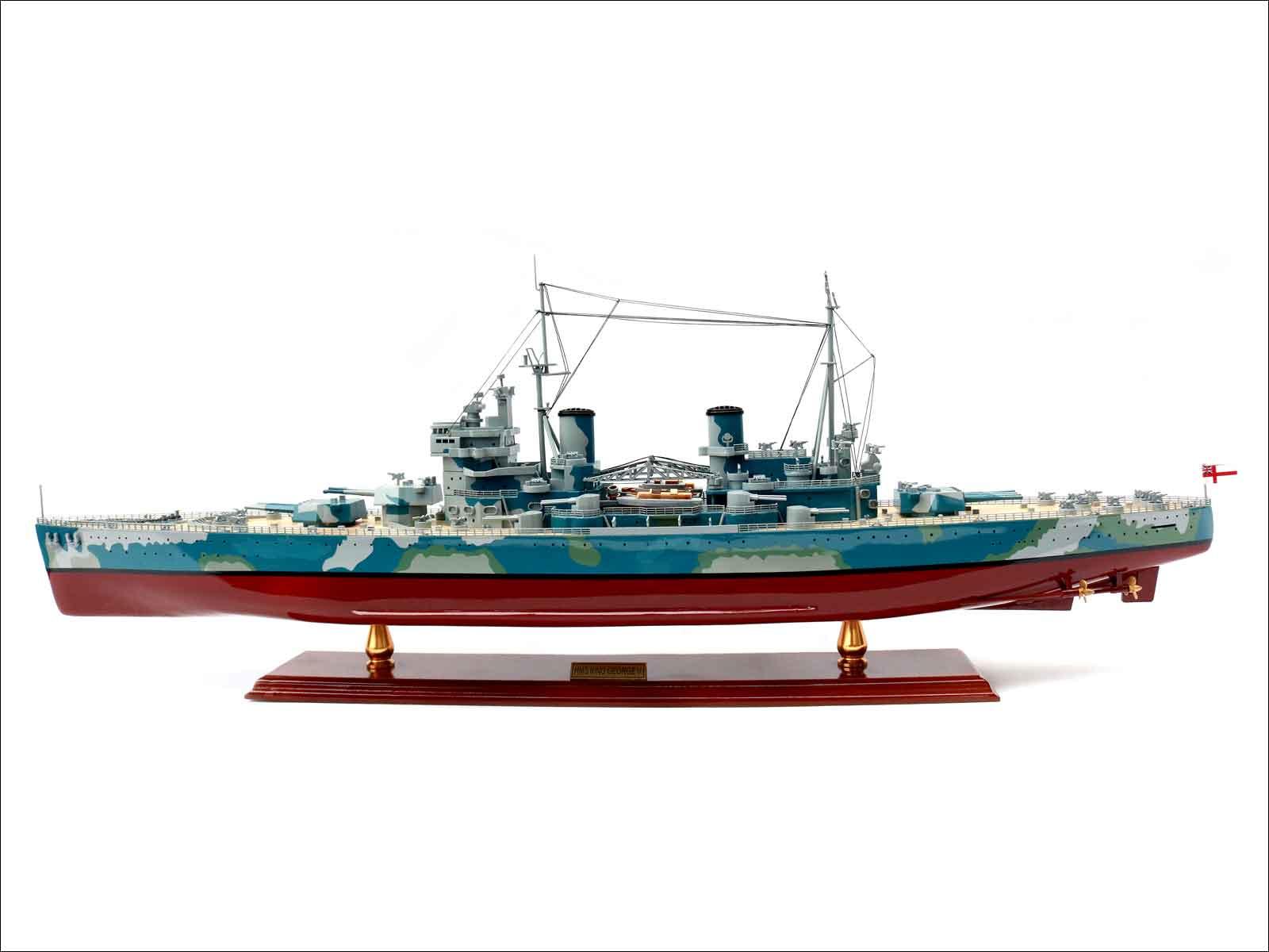 HMS King George V battleship model with camouflage