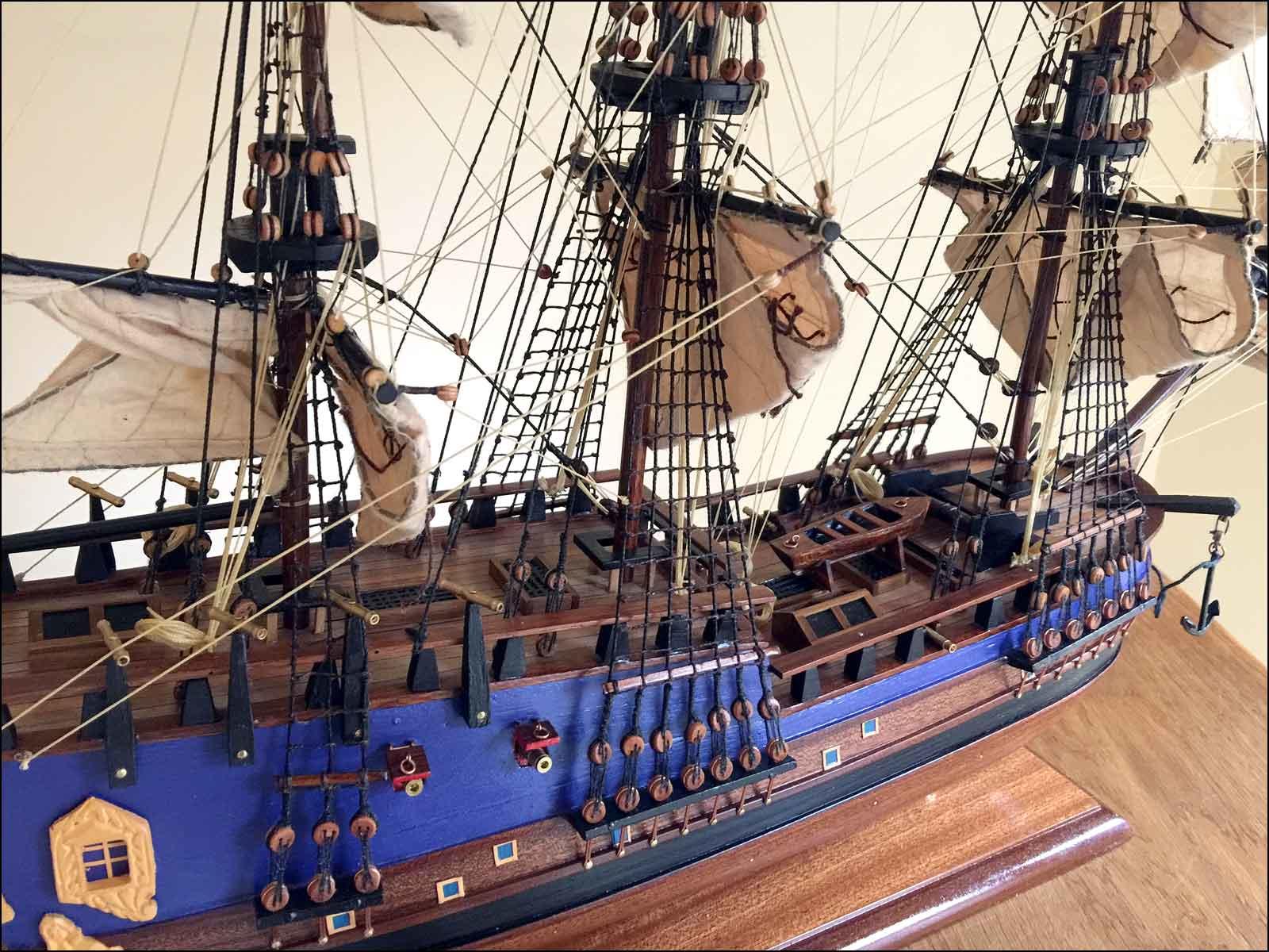 small scale model ship of Cook's Endeavour