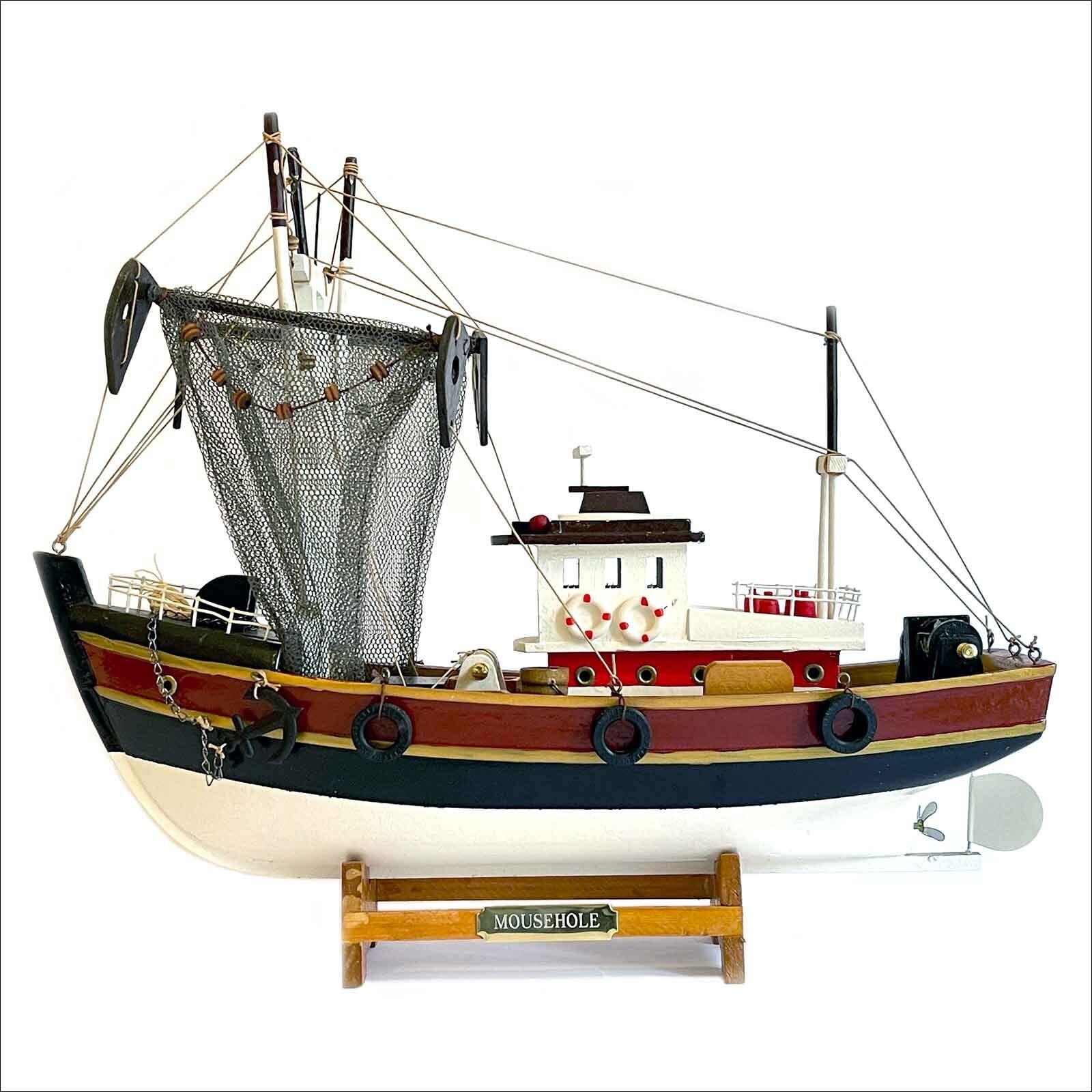 fully assembled wooden fishing boat model