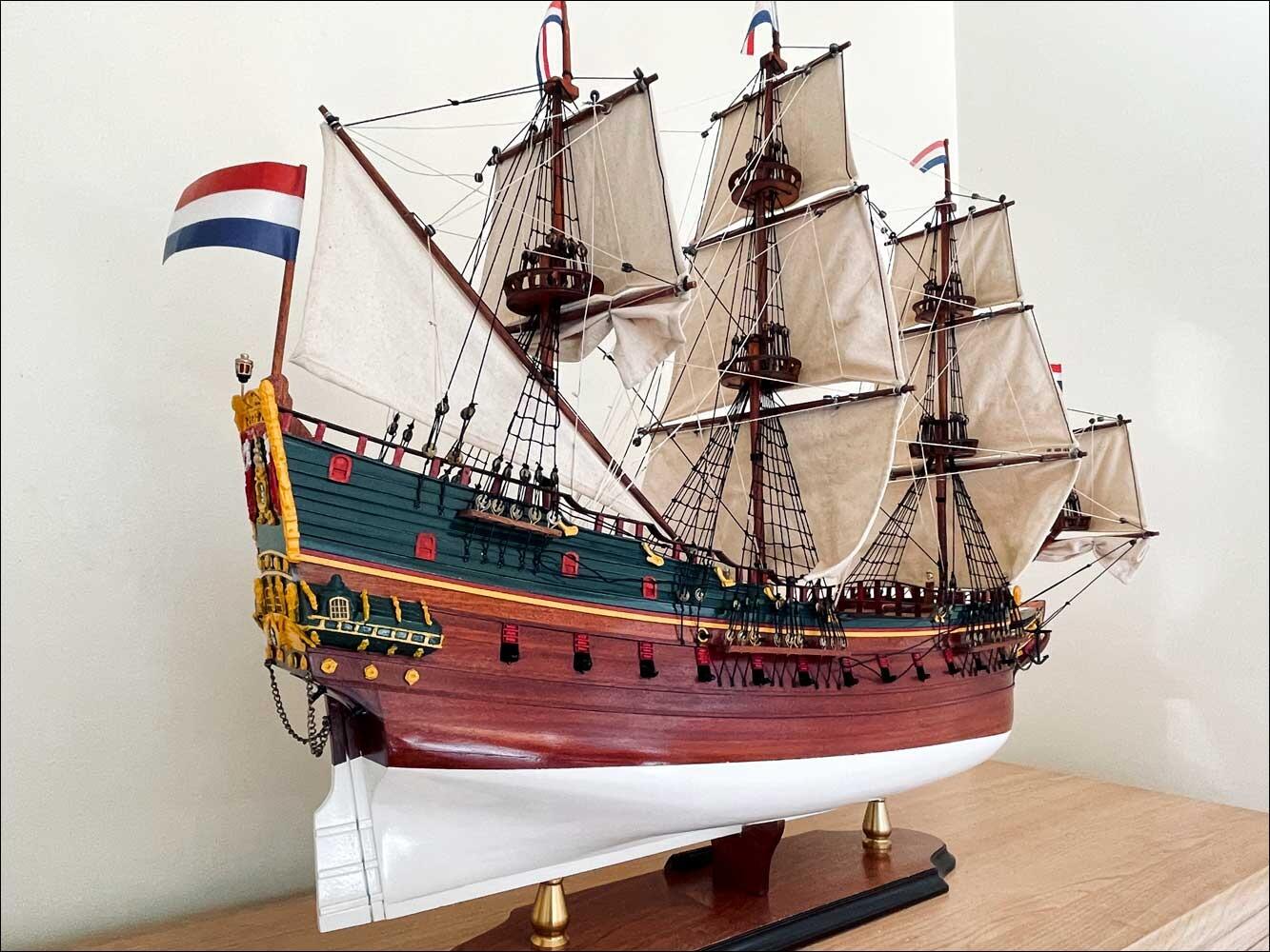 fully assembled model ship of the Batavia