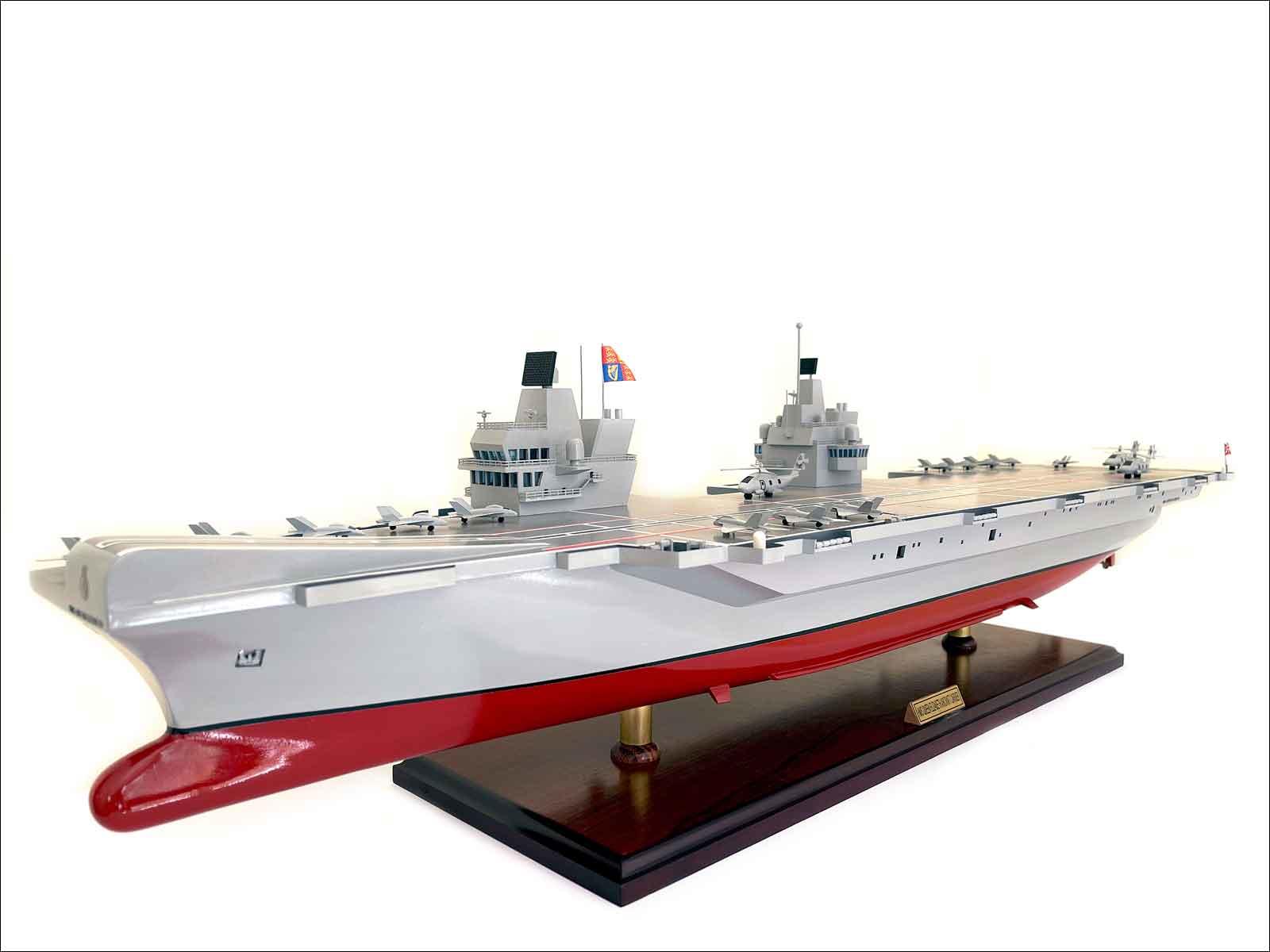 wooden HMS Queen Elizabeth aircraft carrier model