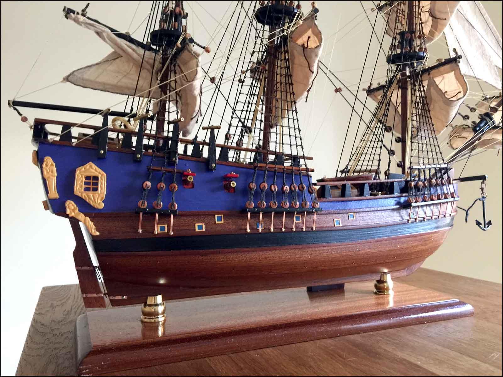 wooden scale model ship of Cook's Endeavour