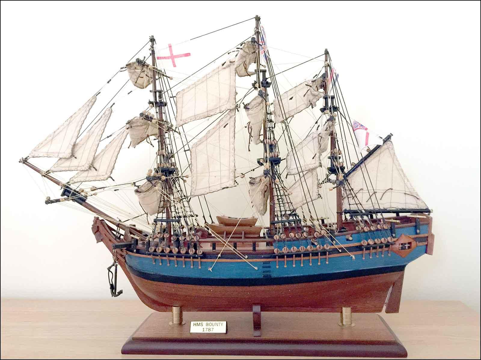 small scale model ship of the Bounty