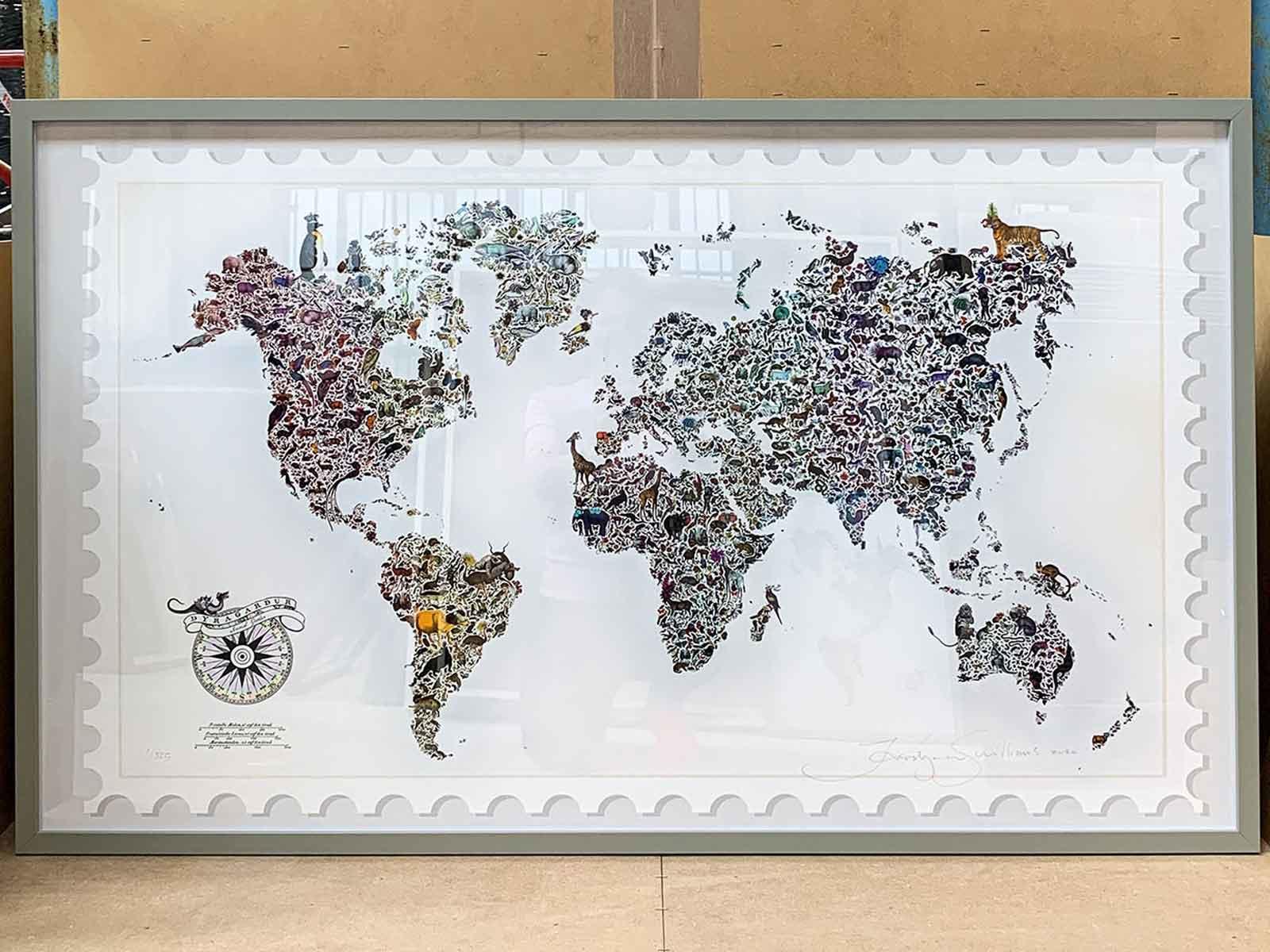 limited edition map of the world art print