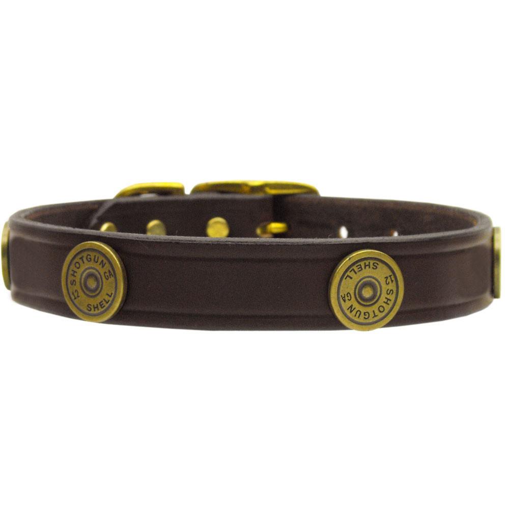 genuine leather dog collar with shotgun shells