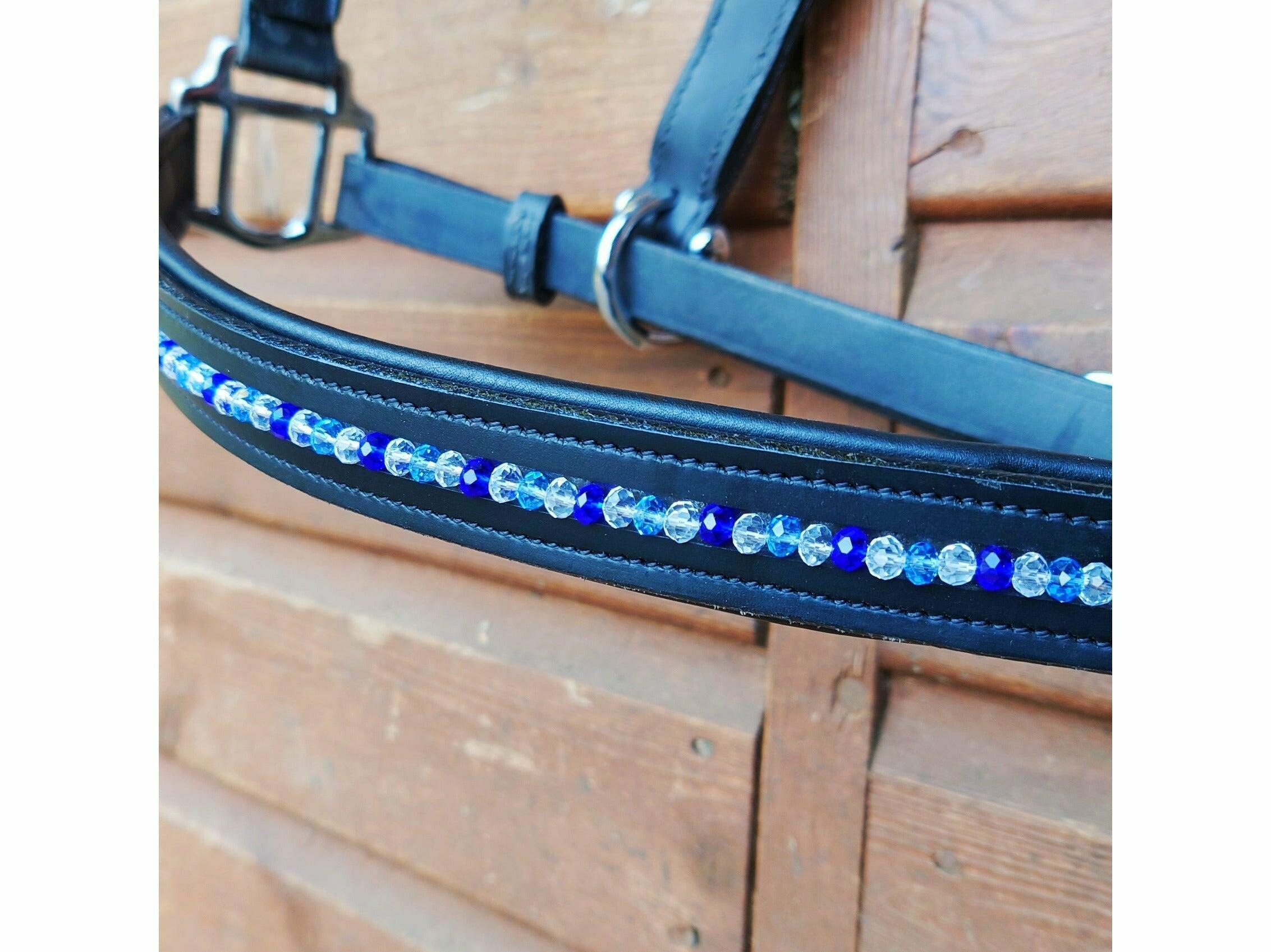 Daisy-Chain Equestrian Glass Beaded Leather Headcollar