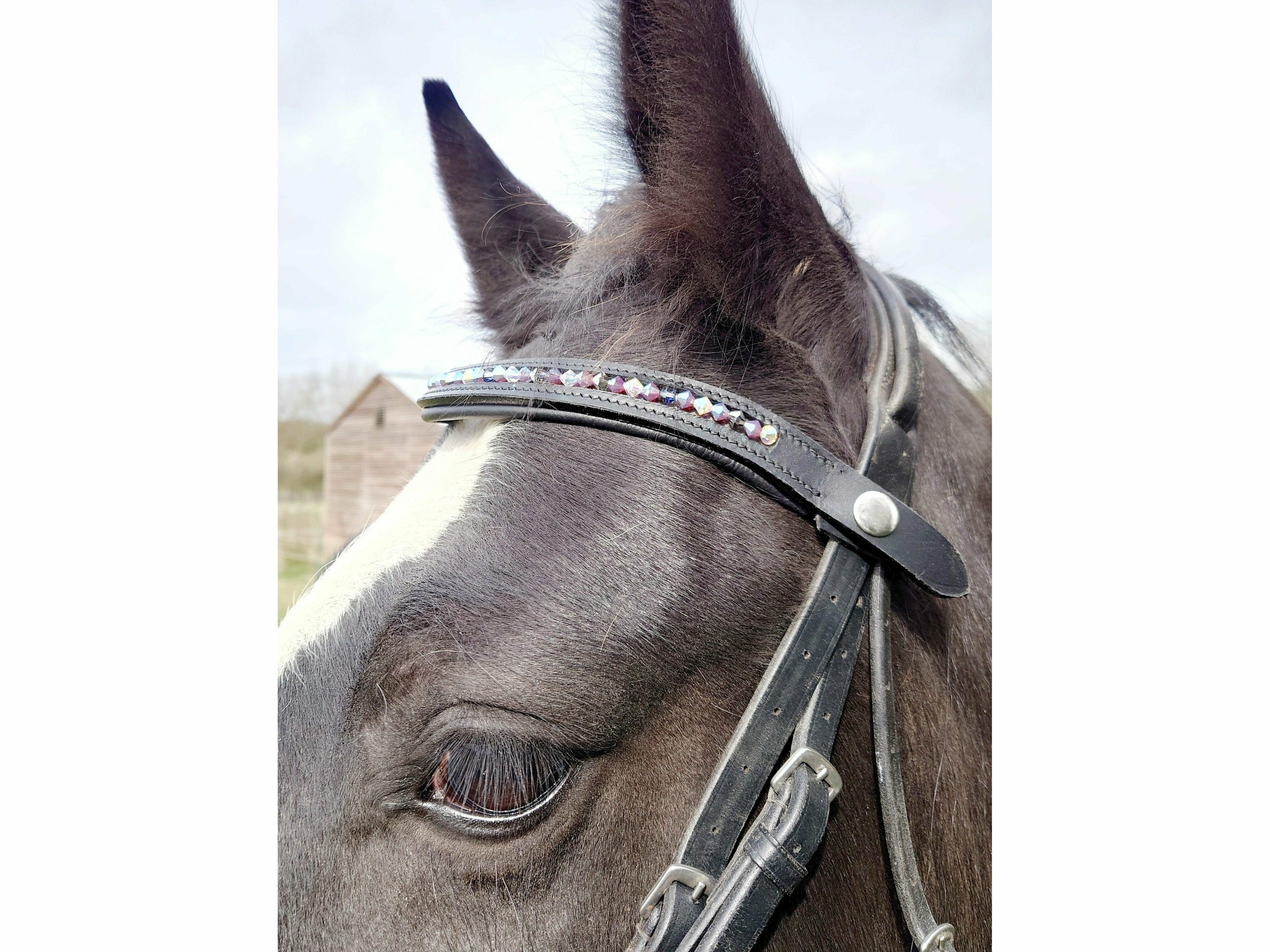 Daisy-Chain Equestrian Browband Quick-change Leather Browband with Preciosa Crystal beads