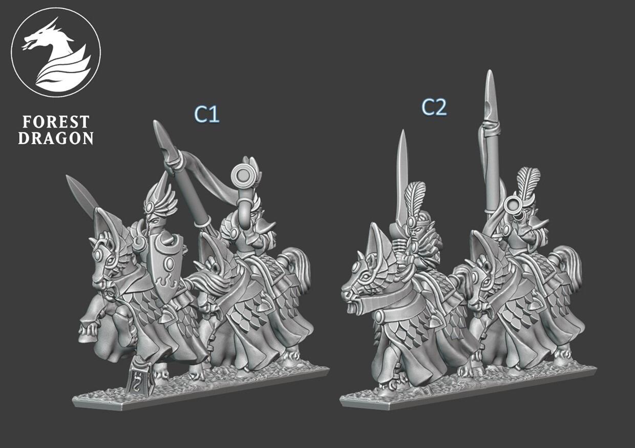 Noble Elf Heavy Cavalry - Forrest Dragon - 10mm