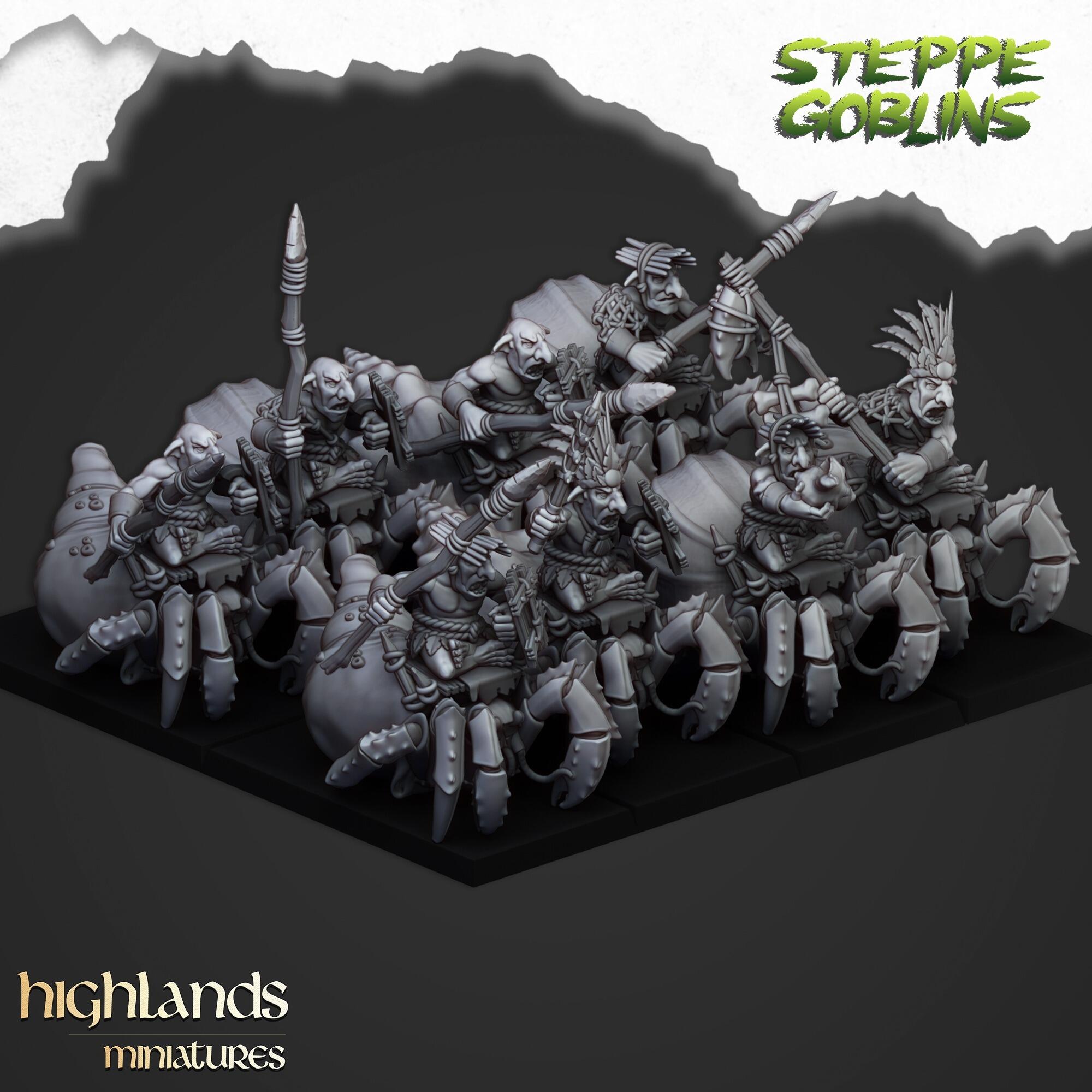 Goblin crab riders - Highlands Miniatures - 28/32mm scale