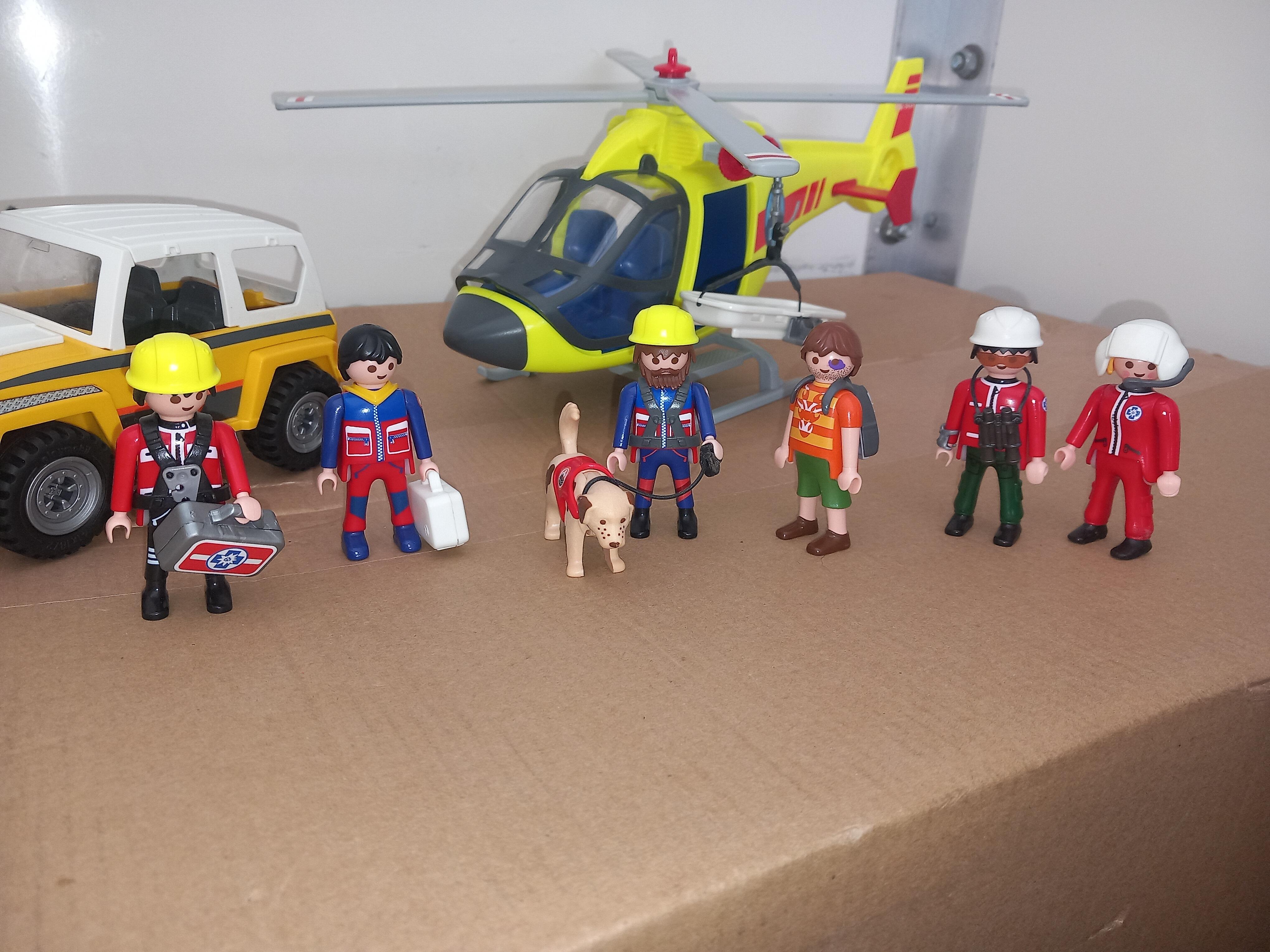 Playmobil 9128 5428 Moutain Rescue Helicopter Car Used Clearance