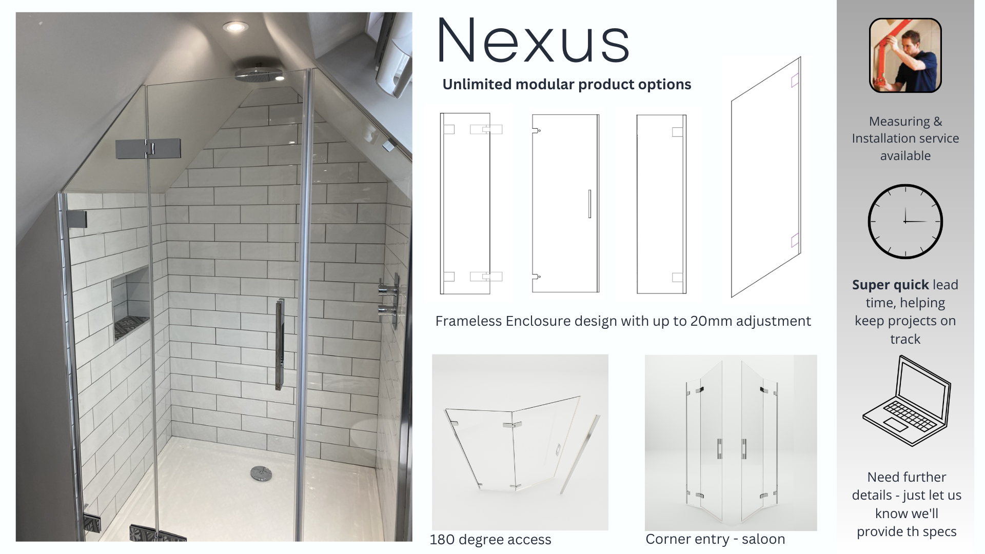 Angled Made to Measure Shower Doors, Custom Shower Screens, Fitting